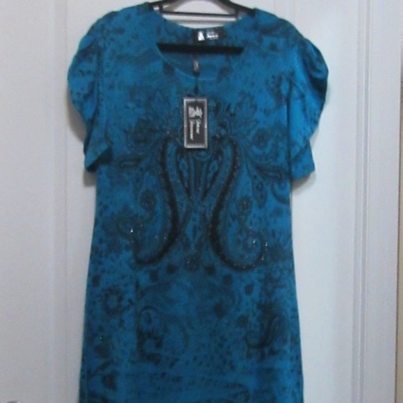 NEW  Blue Bling dress says small appears larger Check - Picture 15 of 16